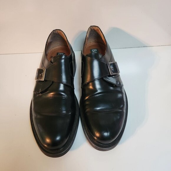 Bass Vintage Black Leather Made In Italy Single Monk Strap Dress Shoes Size 12M - Picture 4 of 9